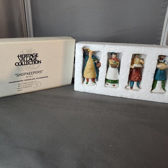 Department 56 Heritage Village Collection 4 Pc "Shopkeepers" with Original Box - Picture 1 of 10